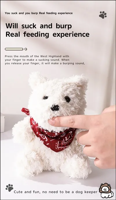 Bejgħ sħun Elettriku Ħelu Pat Plush Ġugarell Annimali Plush Ġugarell WEST HIGHLAND, Tfal Artab Little Charm Gift Ġugarelli Ħelu Talking