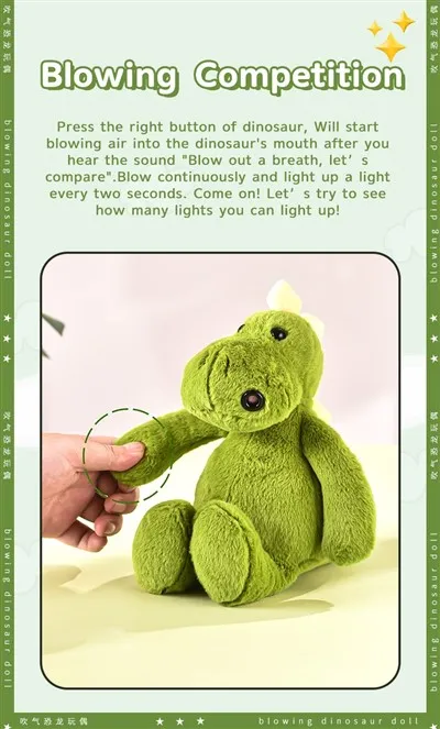 XDT's Blow Innovattiv Biex Dawl Interactive Plush Dinosaur|Ġugarelli Sensorji Edukattivi Premium Għat-Tfal